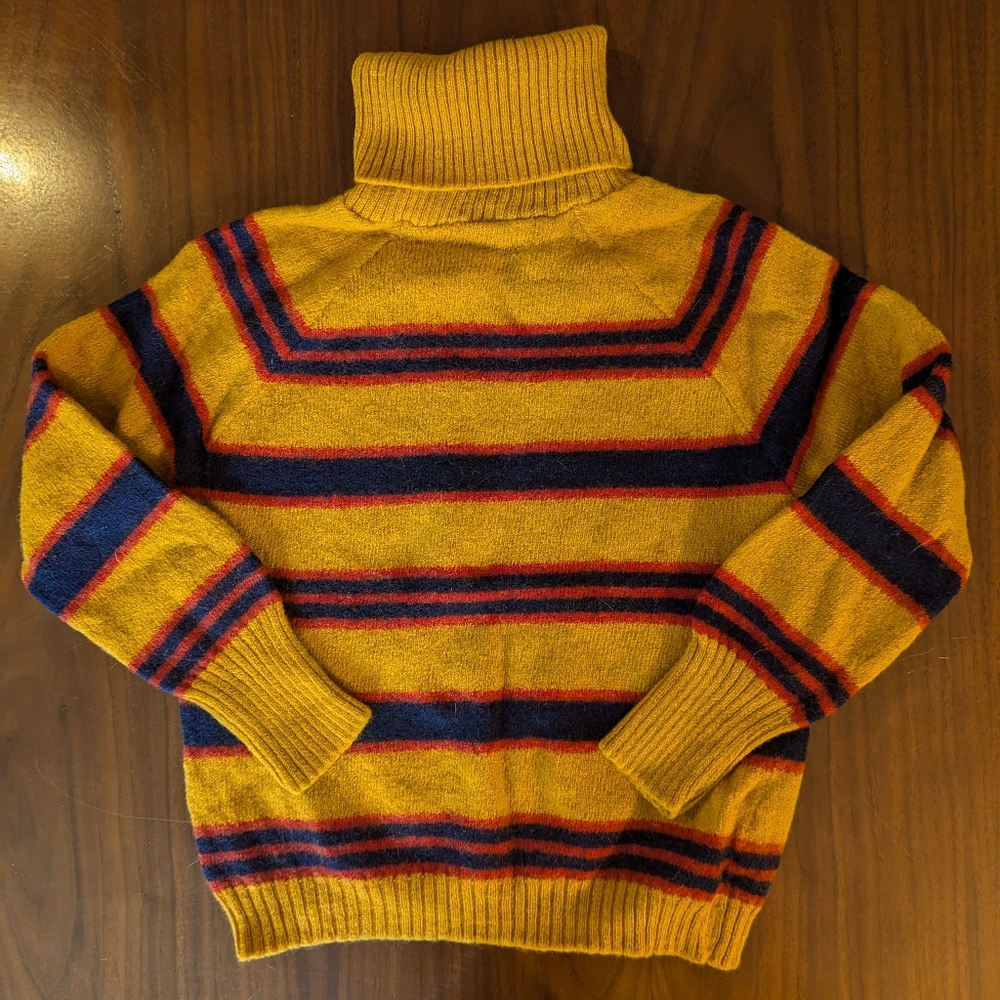 Vintage Turtleneck Sweater in Mustard and Navy